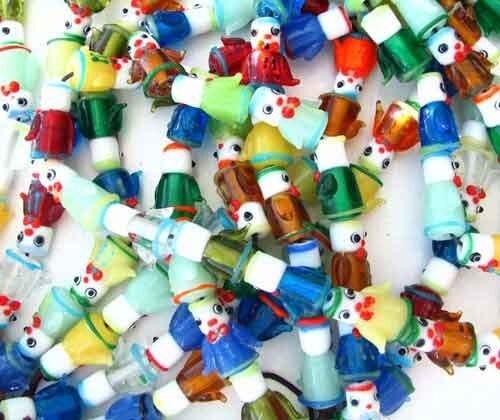 Hand Made Glass Lampwork People 23x25x12mm Bead Strand 107593
