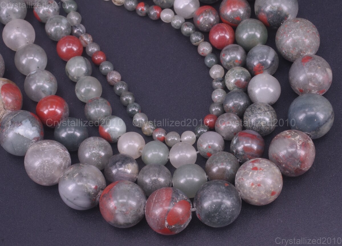 Natural African Bloodstone Gemstone Round Beads 4mm 6mm 8mm 10mm 12mm 15.5″ Pick