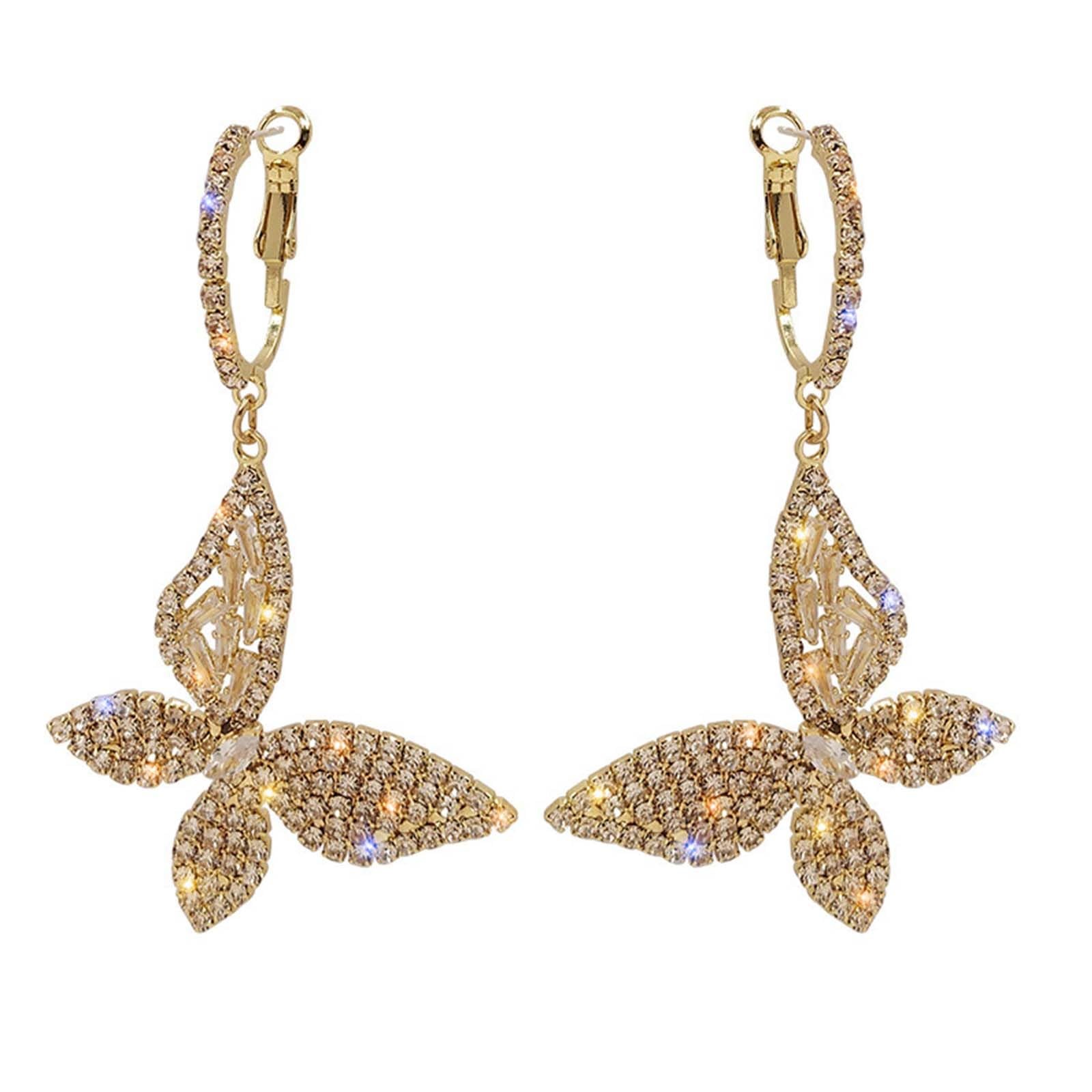 Gold Color Butterfly Drop Earring Delicate Elegant Modern Fashion Accessory Ligh