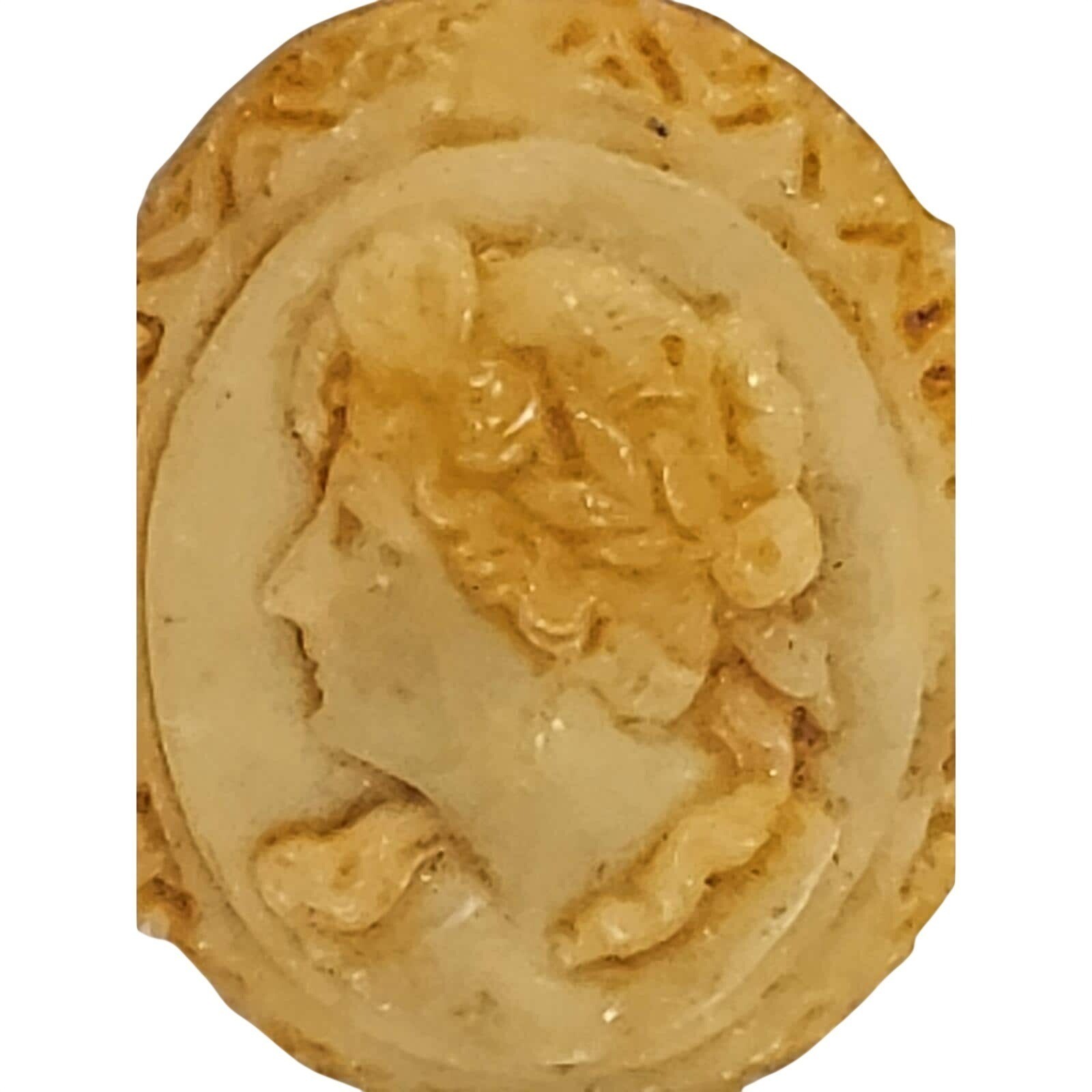 Vintage Style Resin Cameo Cabochon Cream Amber Profile Jewelry Supply DIY