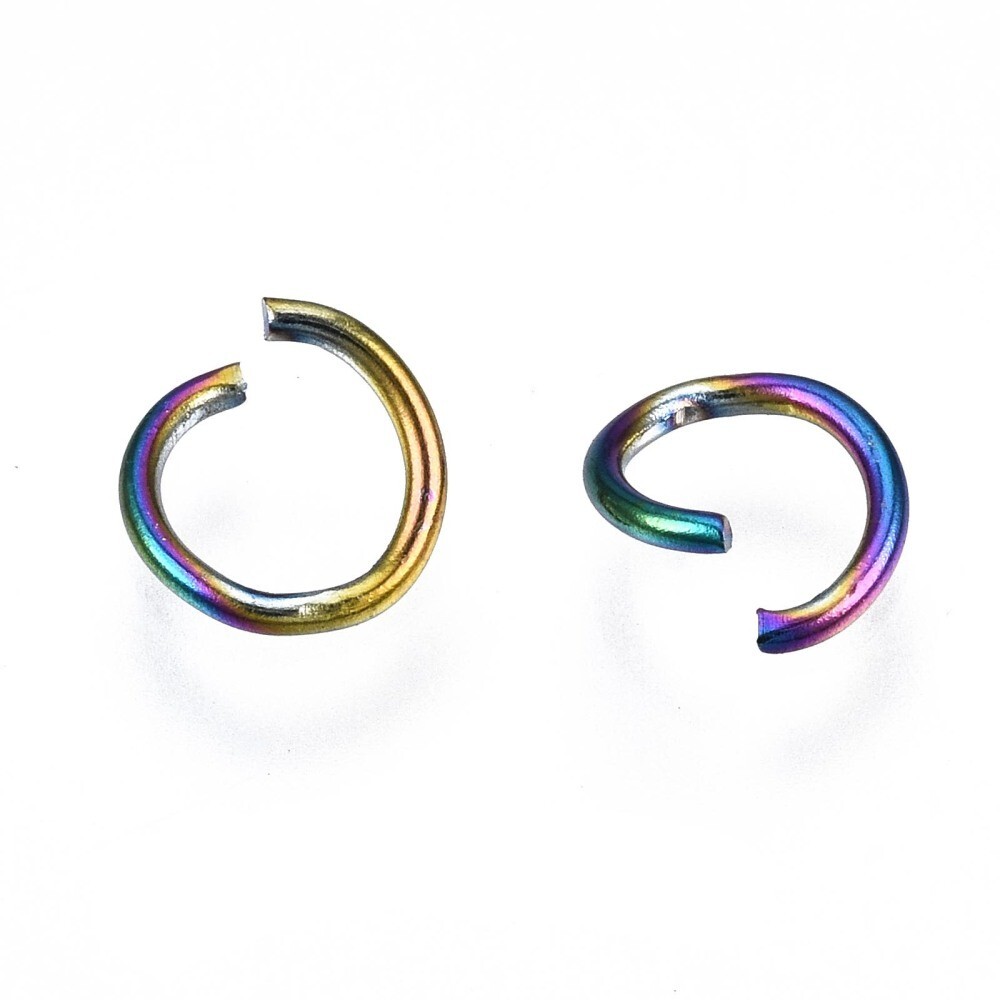 100 pcs 304 Stainless Steel Open Jump Rings 6mm – 20 Ga (0.8mm Thick) – Rainbow