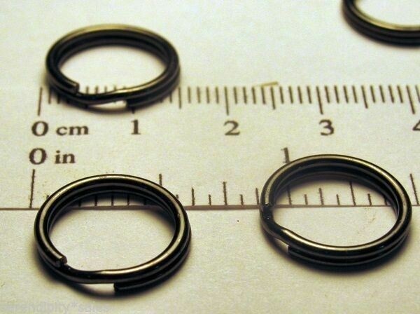 50 Key Rings 15mm Approx 5/8″ Split Ring Gun Metal Black Finish Steel Findings
