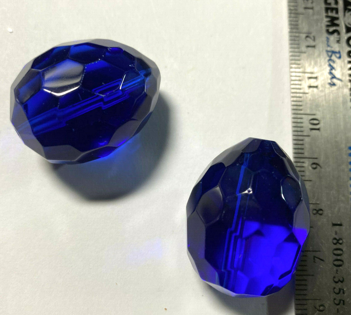 Vintage Faceted Glass Crystal Nugget Beads 16mm, 20mm 26mm 28mm