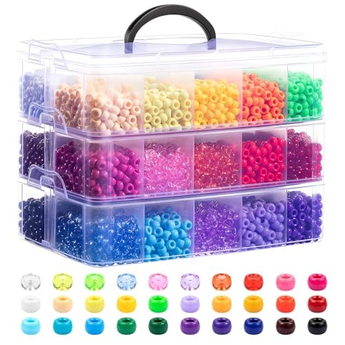 8400Pcs Pony Beads, 30 Colors 6x9mm Kandi Beads Bulk for 30colors8000pcs