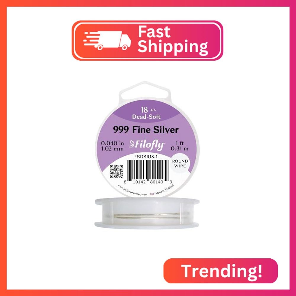 Filofly, 18 Gauge, 999 Fine Silver Wire, Dead Soft, Round, (1 FT)