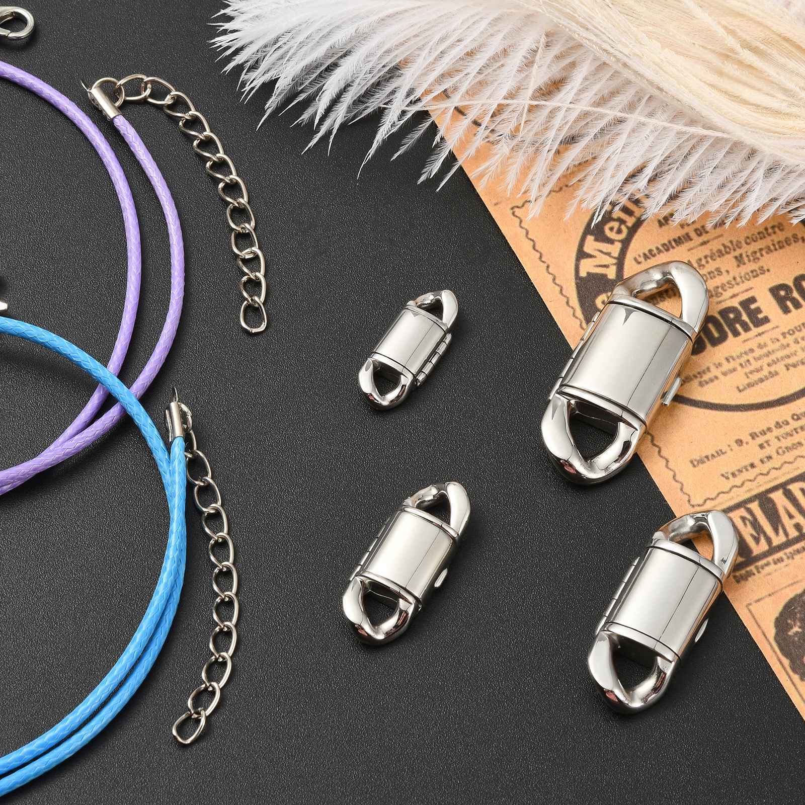 4pcs 316 Surgical Stainless Steel Clasps, Oval Silver Color Clasps for DIY