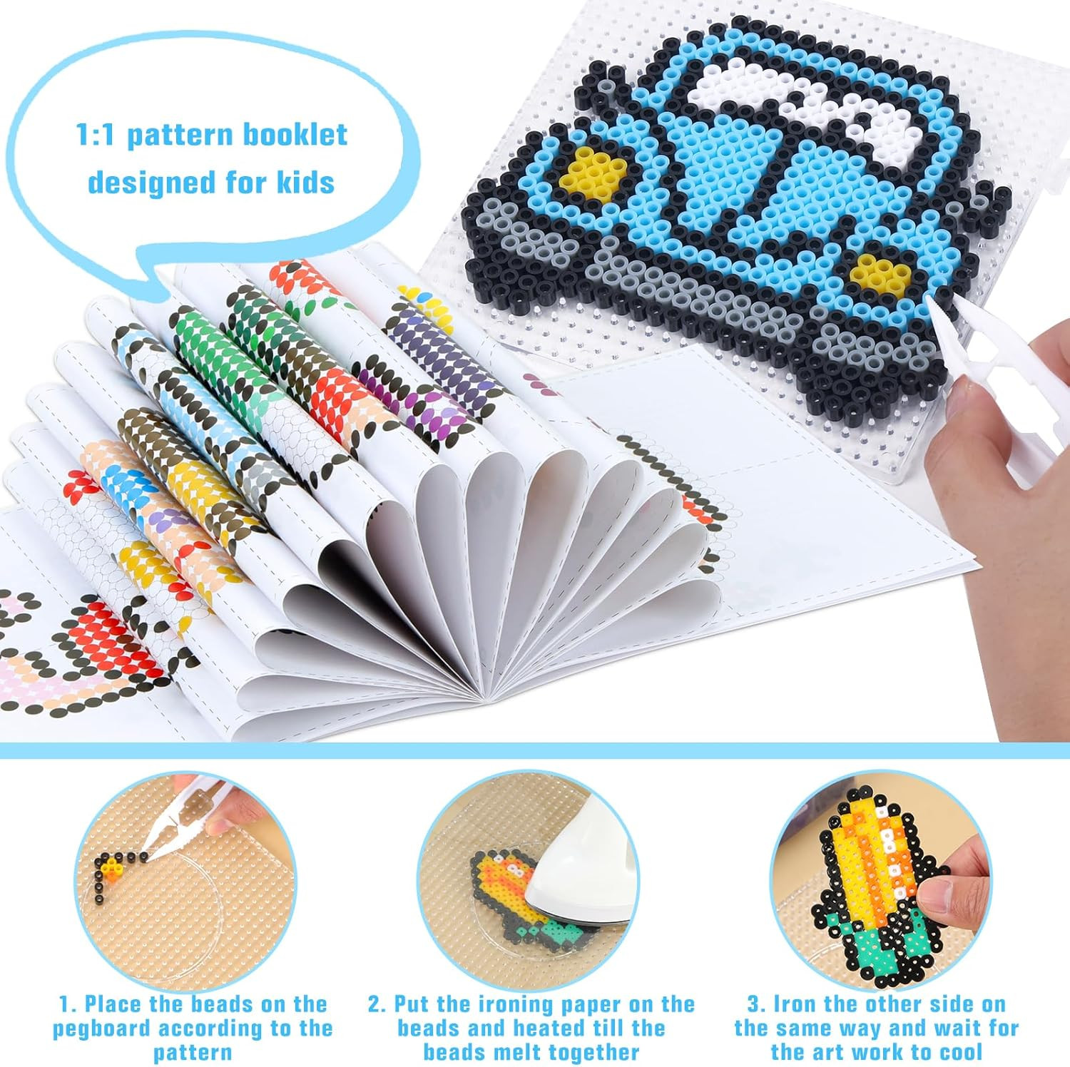 Fuse Beads Kit 24 Colors Melting Beads 21000 Pcs 5mm Beads with Over 80 Accessor