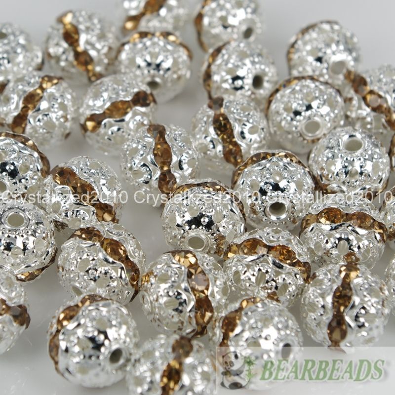 100pcs Czech Crystal Rhinestones Pave Diamante Round Spacer Beads 6mm 8mm 10mm