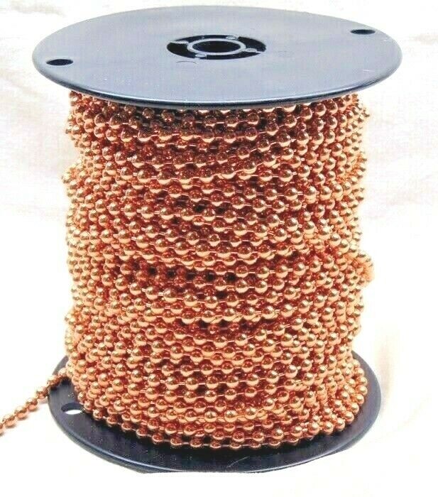 5 feet 100% COPPER BALL #13 CHAIN 6.3mm bead + 5 Connector Clasps ~ Made in USA