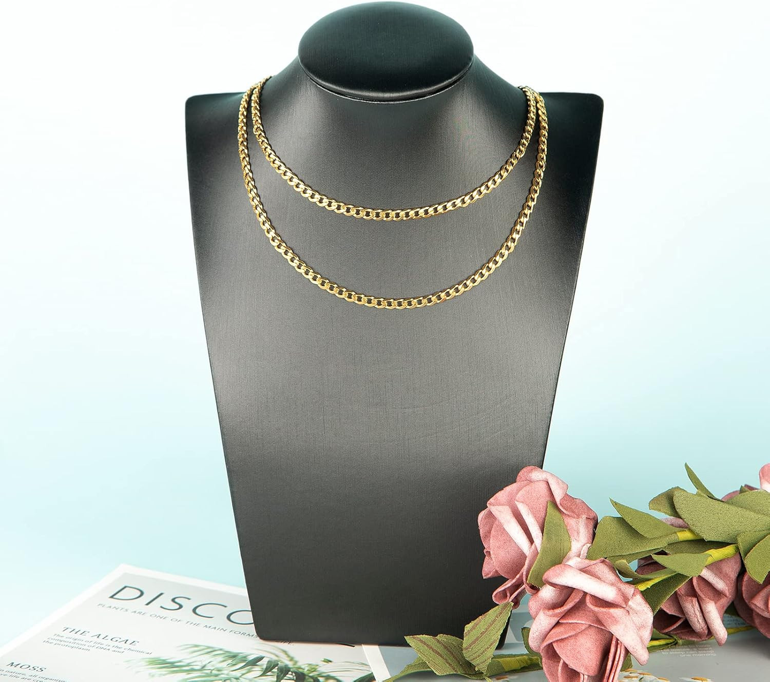 16.4 Feet Gold Stainless Steel Curb Cuban Chain for Jewelry Making Necklace Chok