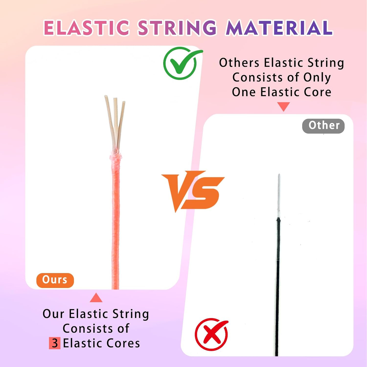 Elastic String for Bracelets, 3 Rolls 495 Feet 1.0Mm Sturdy Stretchy String Elas