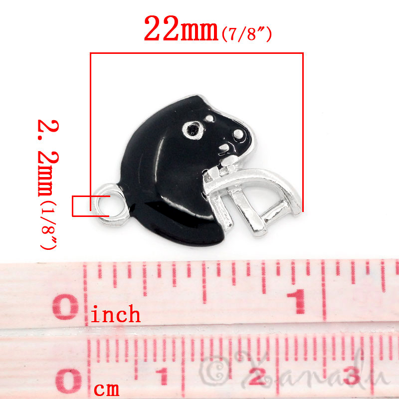 Football Helmet Wholesale Silver Plated Enamel Charms C5674 – 2, 5 Or 10PCs