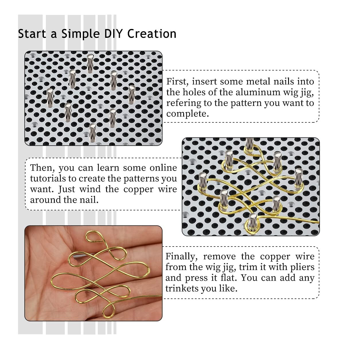 The Wire Bending JigWire Jig Includes 30 Metal pegs for Jewelry Making Tools