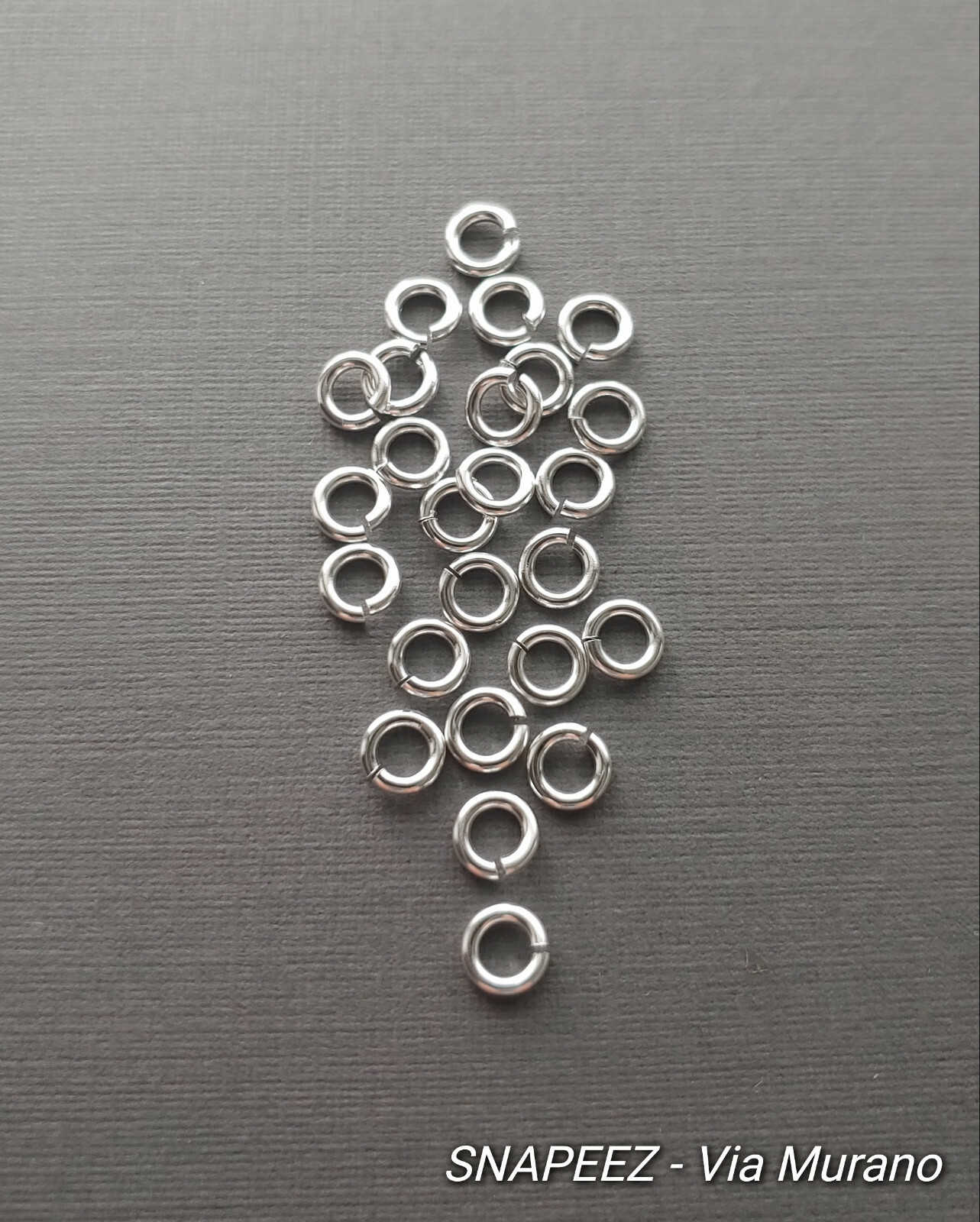SNAPEEZ® II ULTRAPLATE® 99.9% Shiny Silver Jump Ring 5mm. Pk 25. Made in USA.