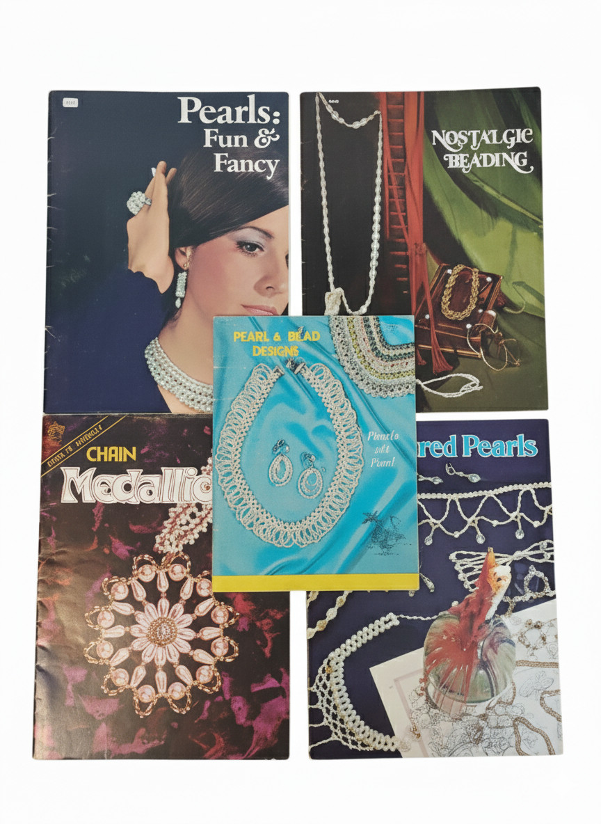 Pearl and Bead Design Crafts Jewelry Making Magazine Lot of 5 Vintage