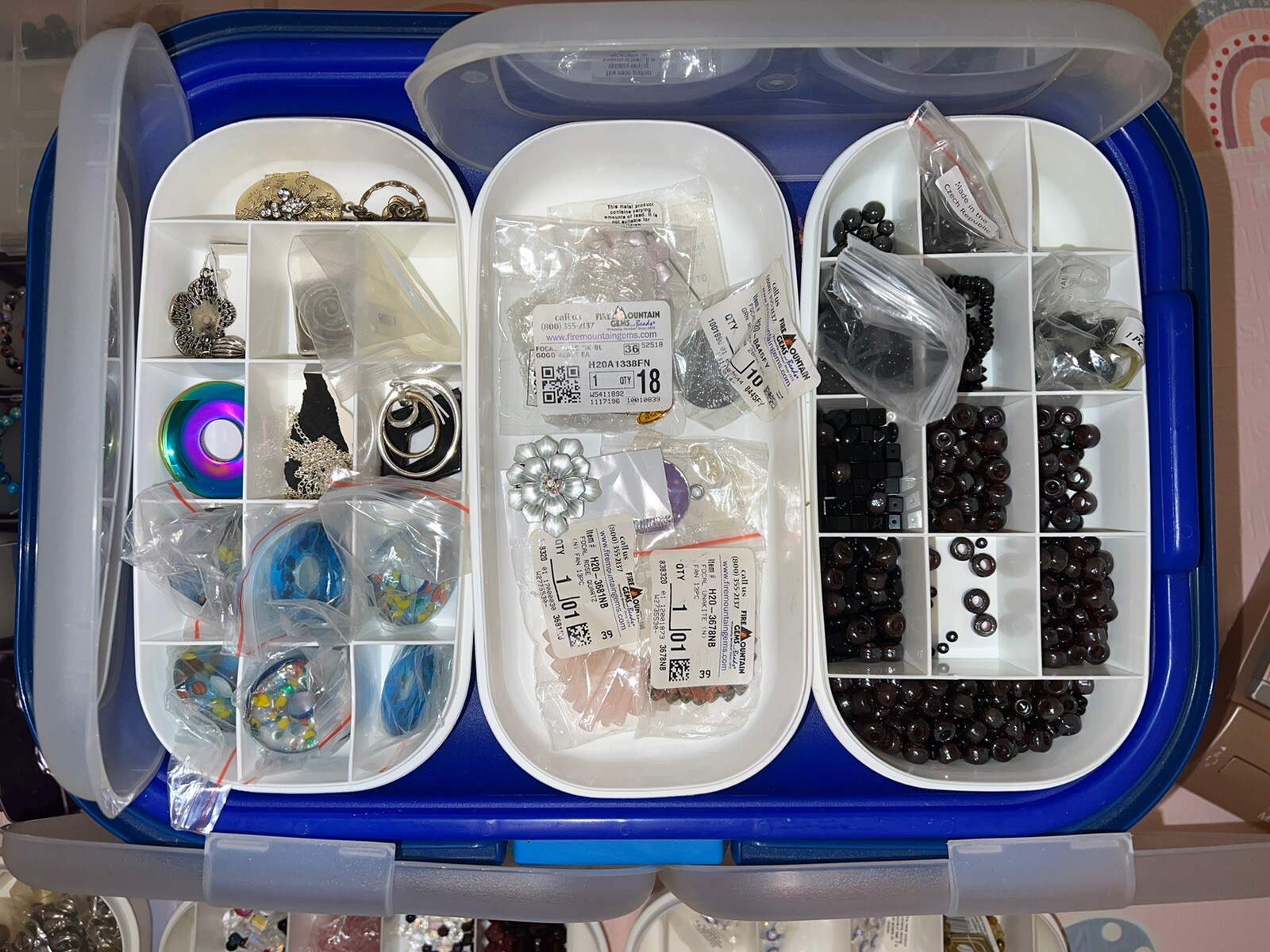 Jewelry Making Lot Beads Fire Mountain Gems STORAGE NOT INCLUDED 4lbs + 11 Oz