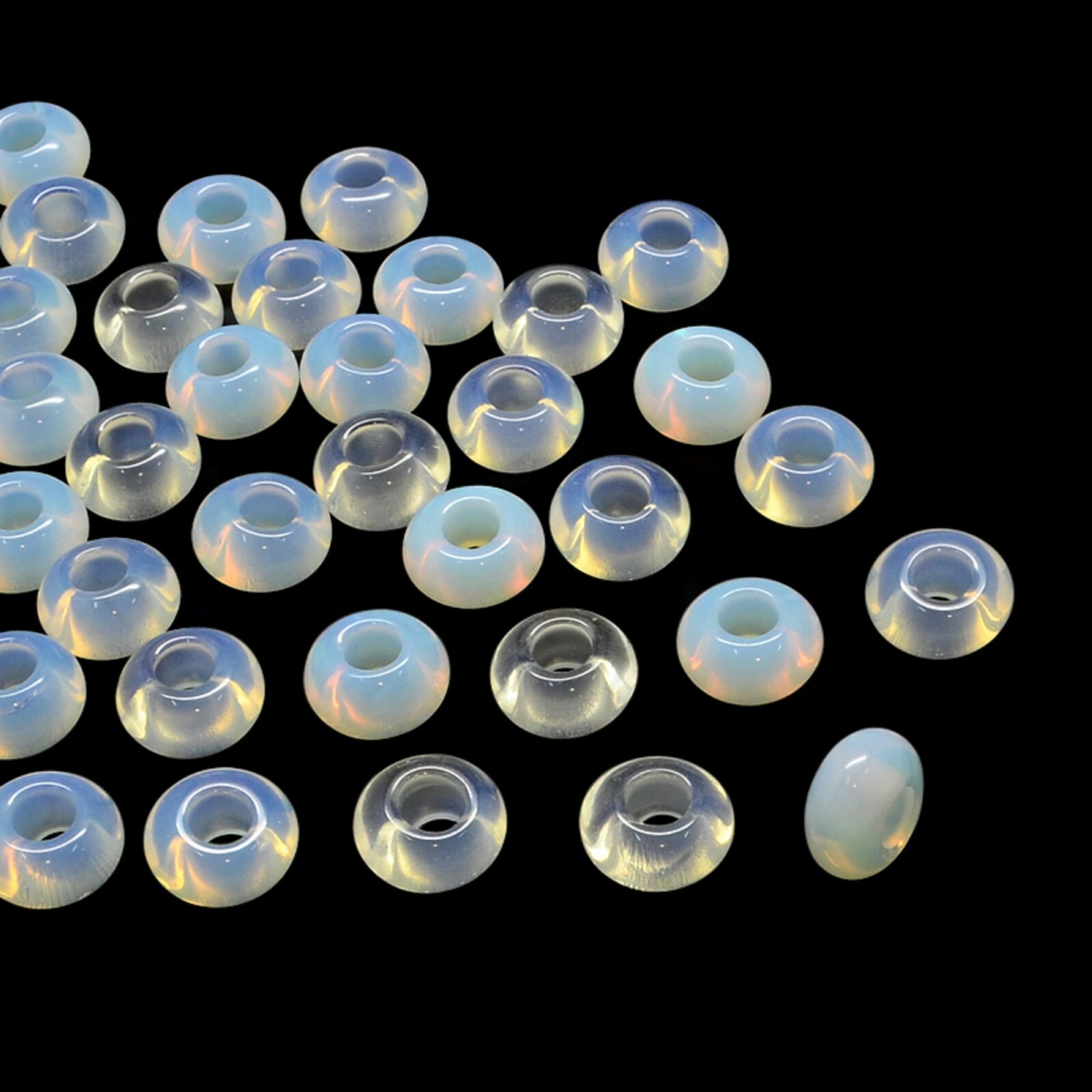 Opalite European Large Hole Beads Rondelle. 5 pieces