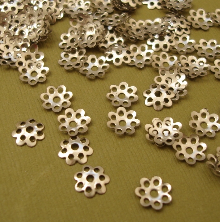 Bead Caps Nickel Free Platinum Color-8mm 200pcs.