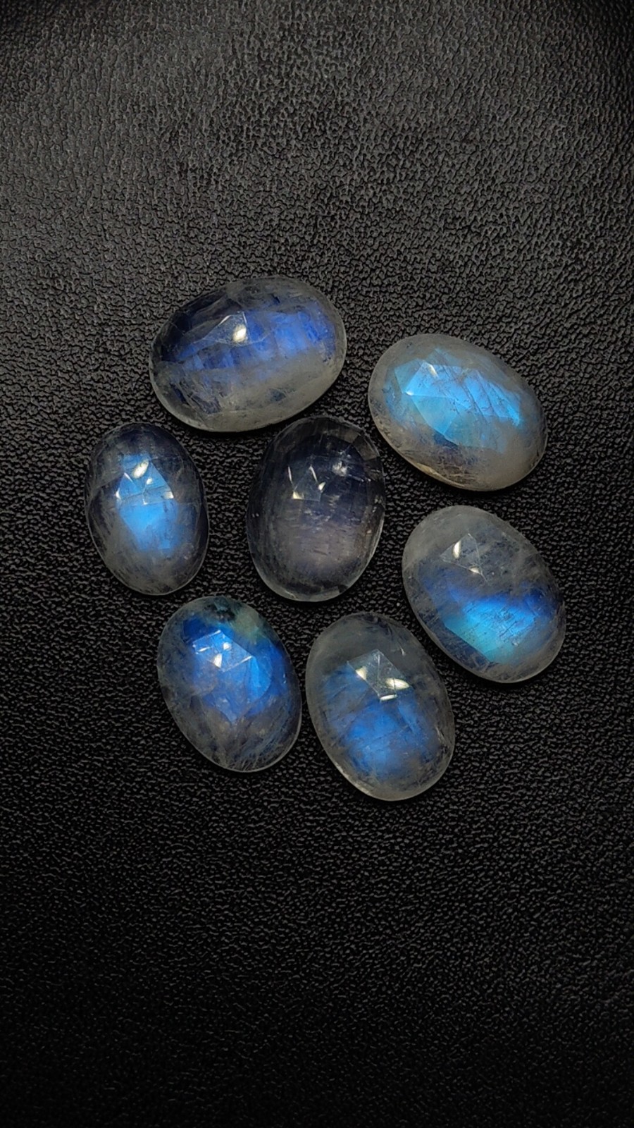 Natural Rainbow Moonstone Top Faceted Rose Cut Oval Shape Gemstone Lot 11X15 MM