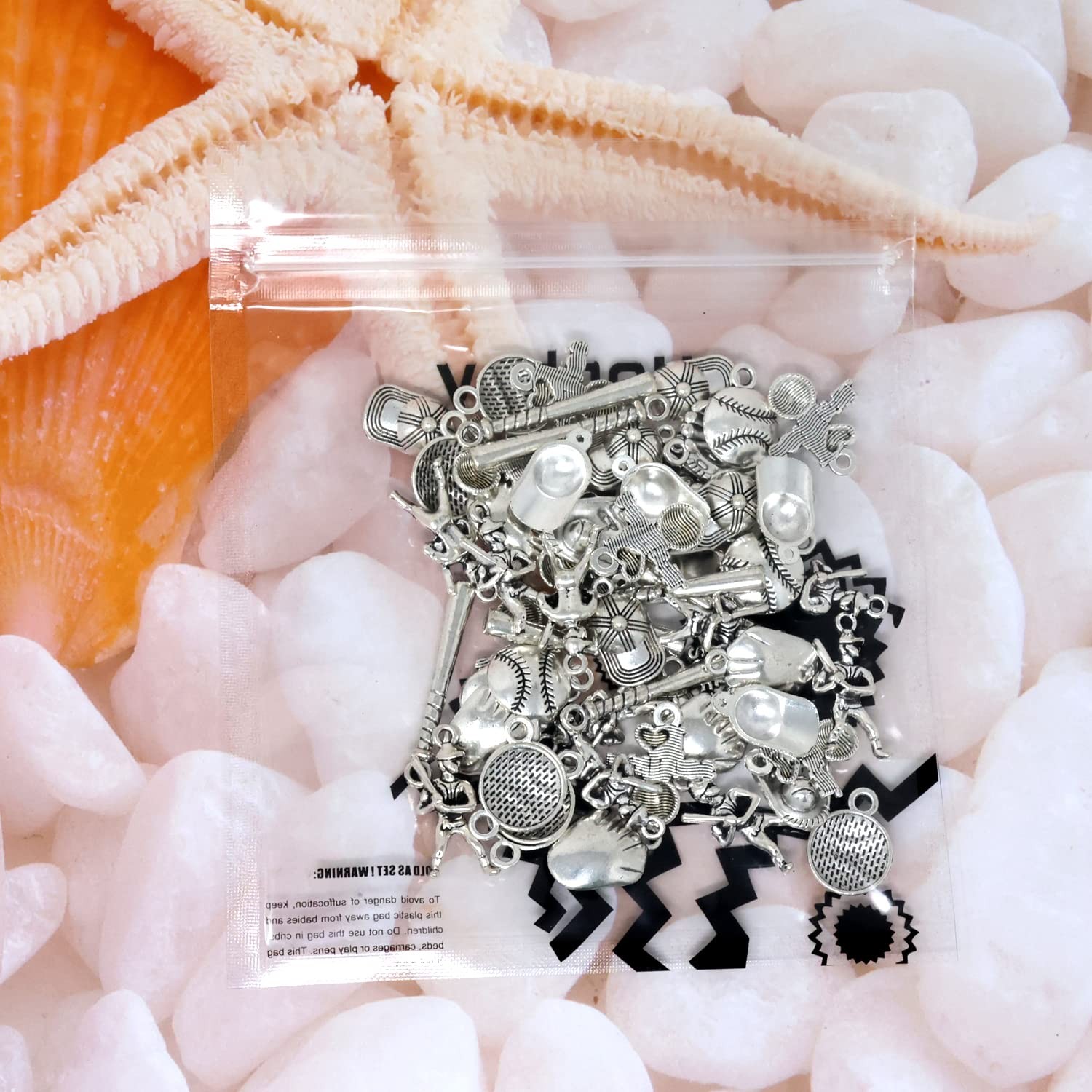 Honbay 60PCS Alloy Ball Sports Charms Softball Charms Pendant Softball Gloves Ba