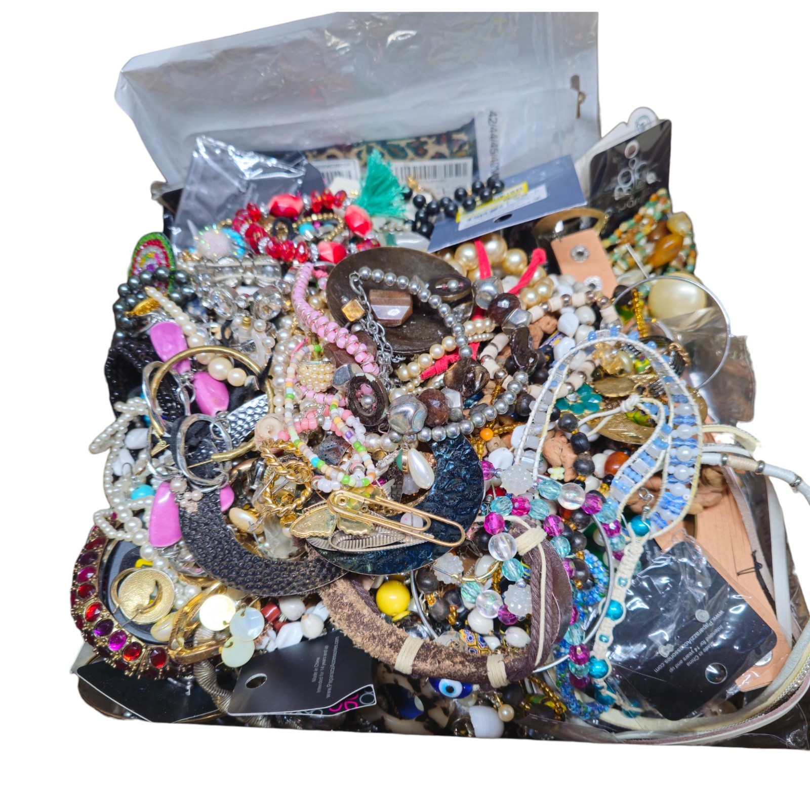 Craft Jewelry Lot 10.75 Lbs Wearable & Salvage Beads Chains Charms DIY Resale