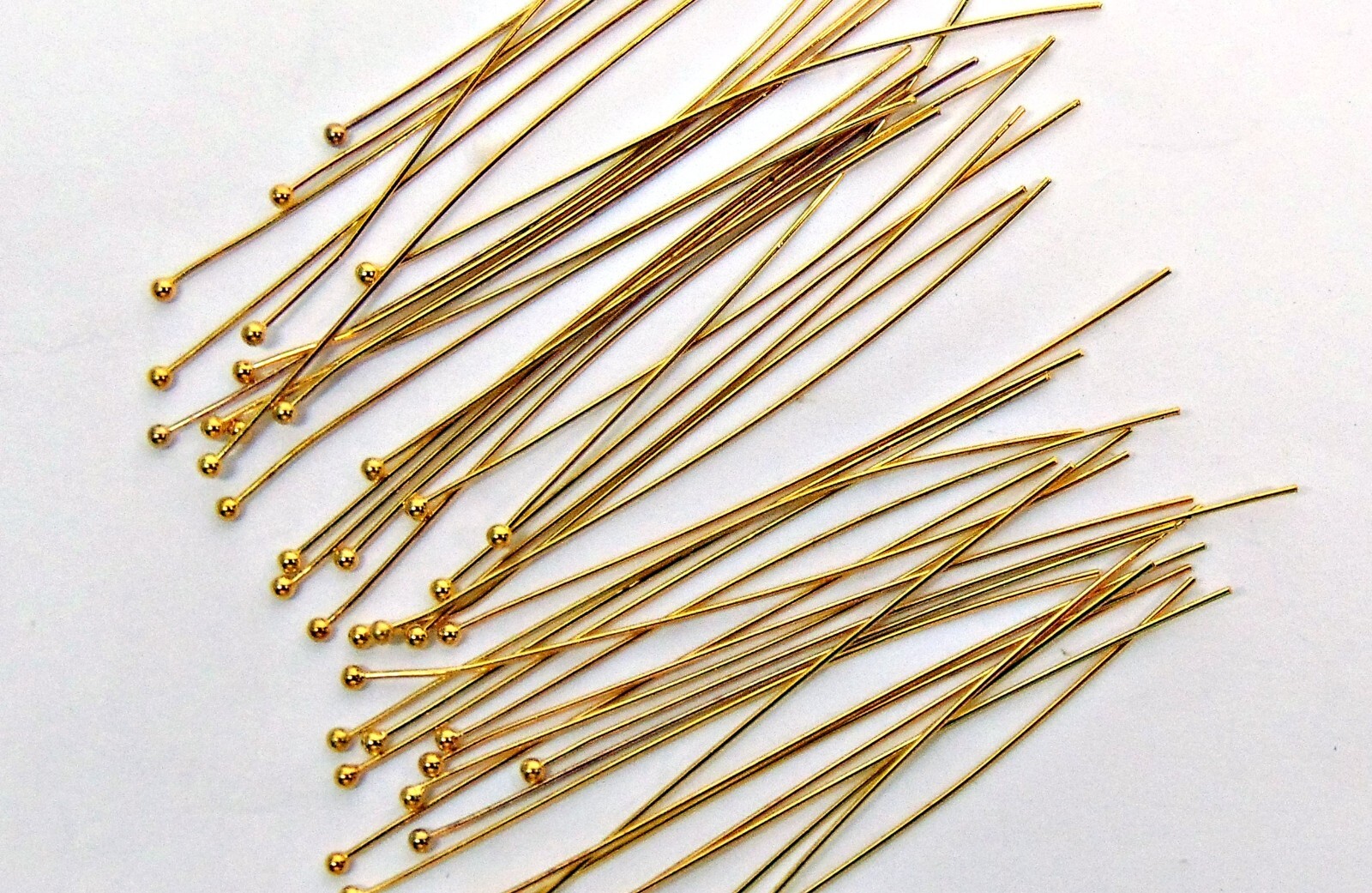 50 Silver Plated Brass BALL END HEAD Pins 2 inch 24 gauge No Lead No Nickel