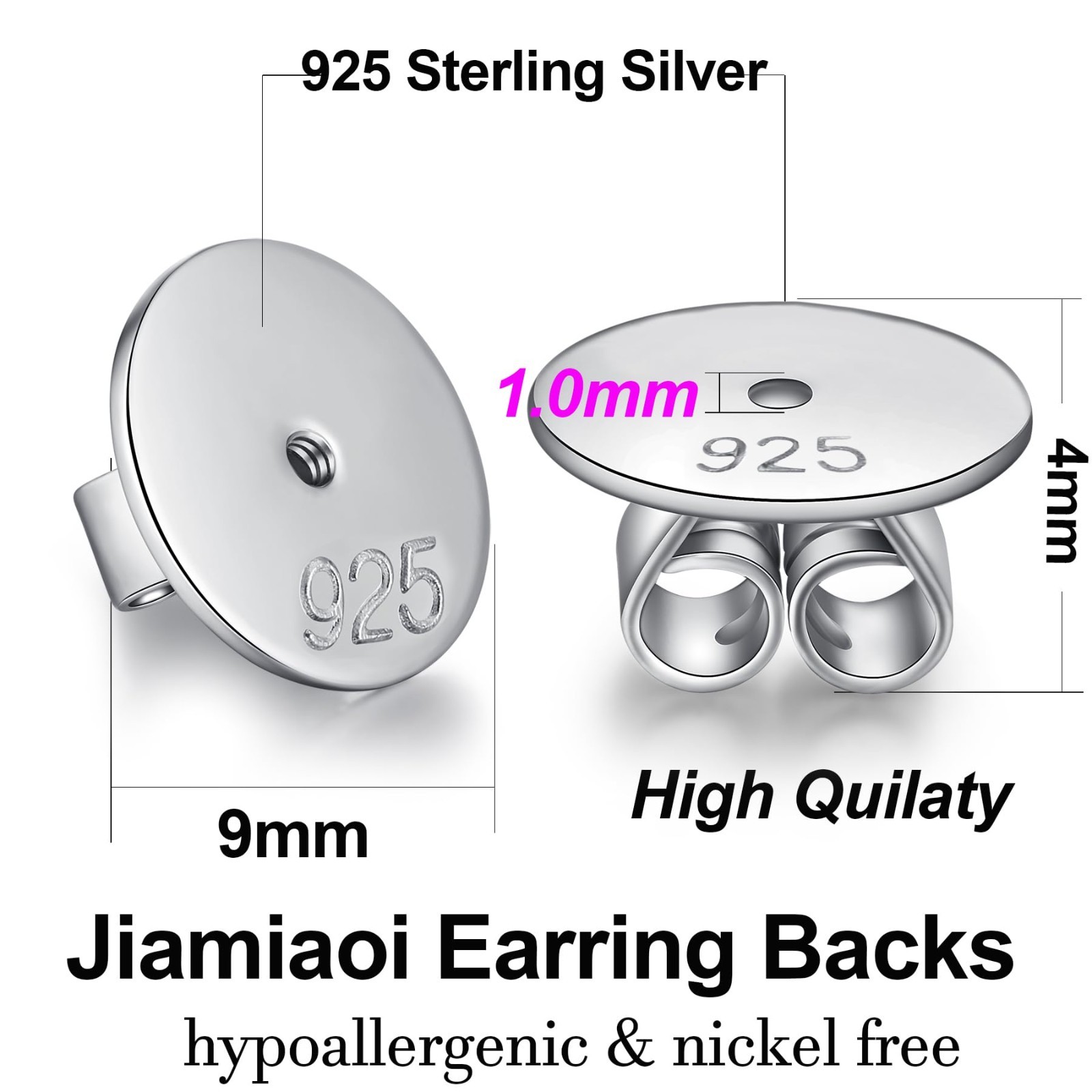 Large Locking Earring Backs Replacement for Studs – 925 Sterling Silver Lifters