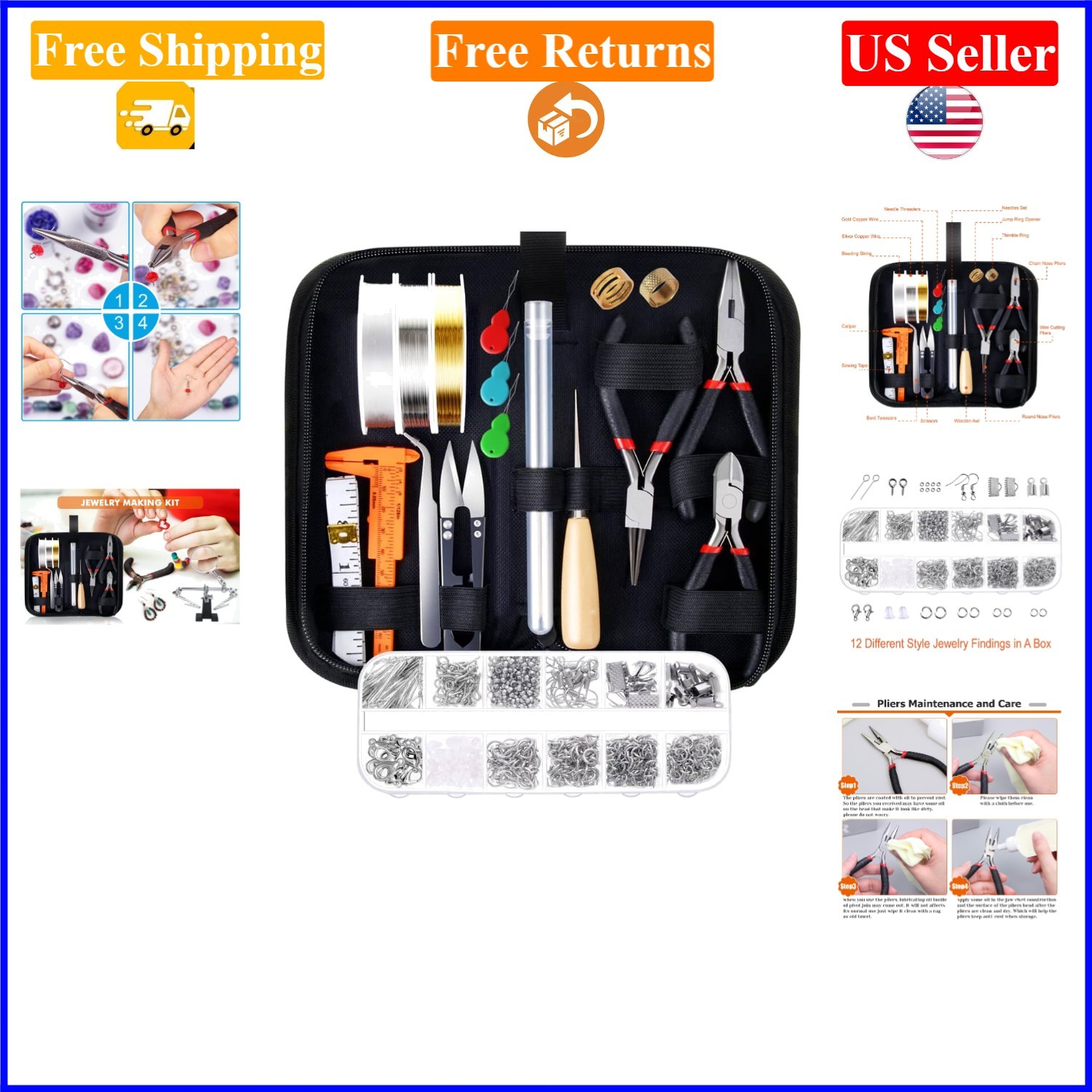 Adult Multicolor Crystal Jewelry Making Kit with Tools & Findings 845pcs