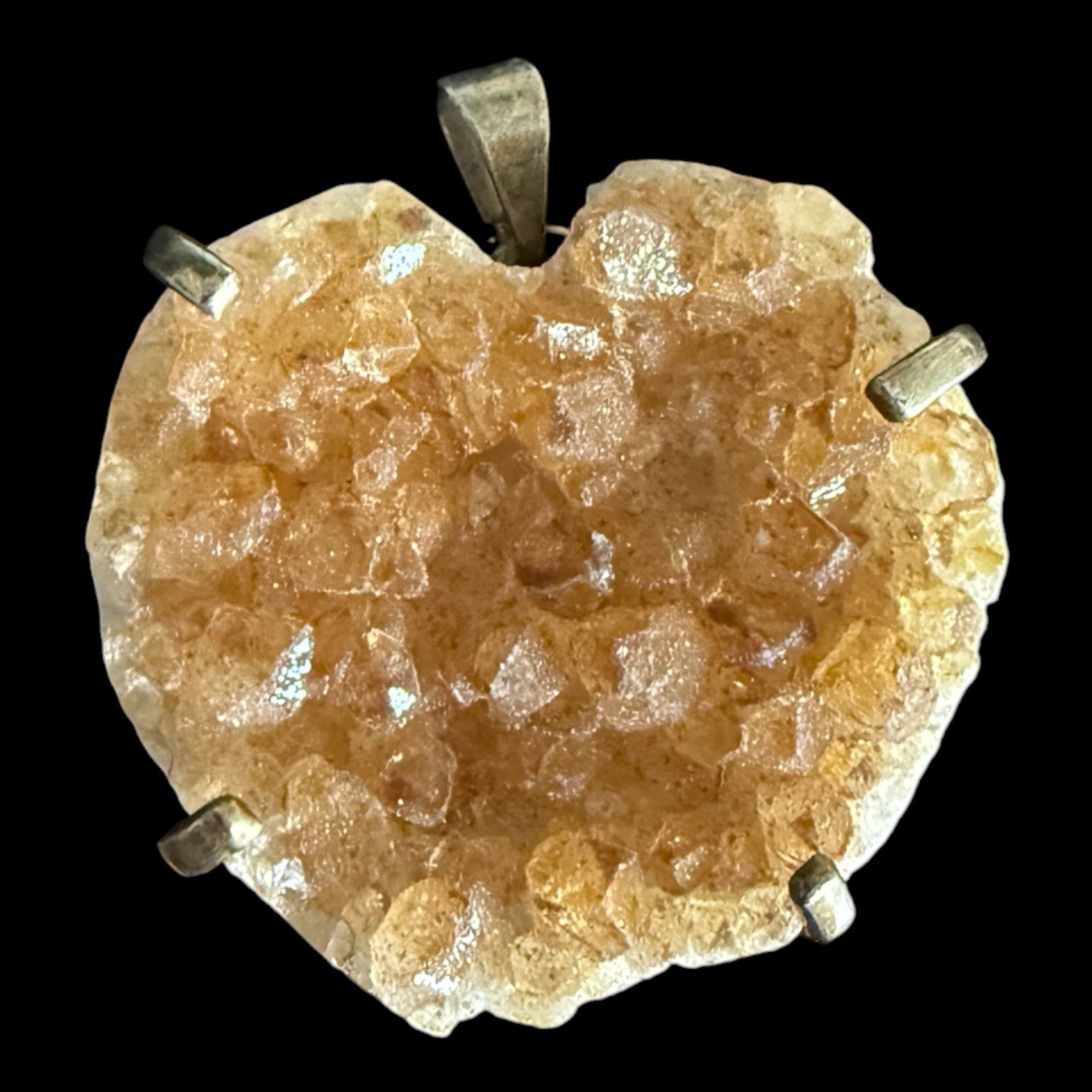 Citrine Druzy Pendant 925 Sterling Silver Pendant Handmade Jewelry