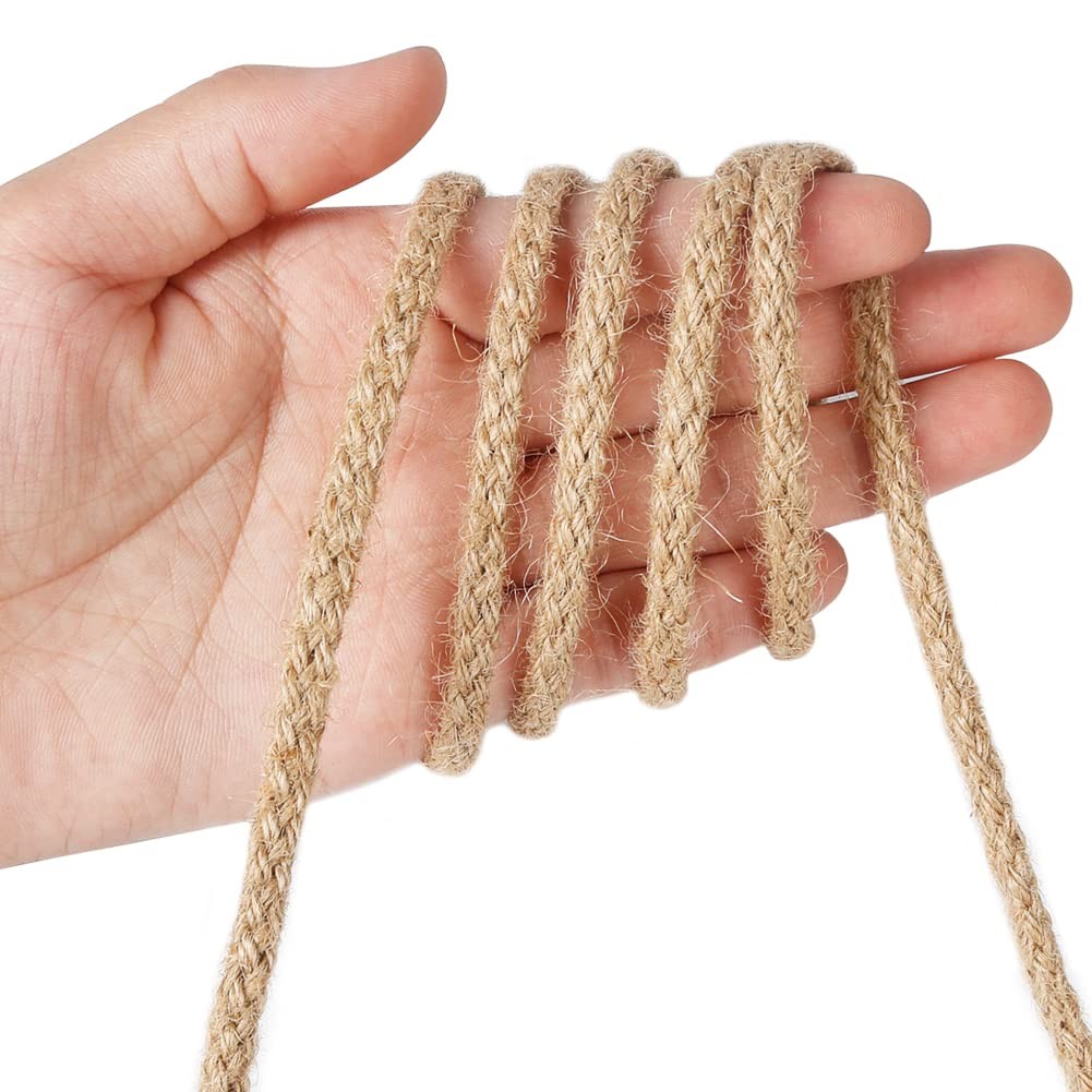 Tenn Well 5mm Jute Twine, 100 Feet Braided Natural Rope, Thick Twine for Craf…