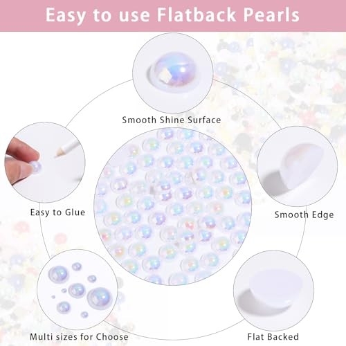8000PCS 2mm Flatback Pearls for Crafting Jewelry Making Round 2mm,8000pcs Gold