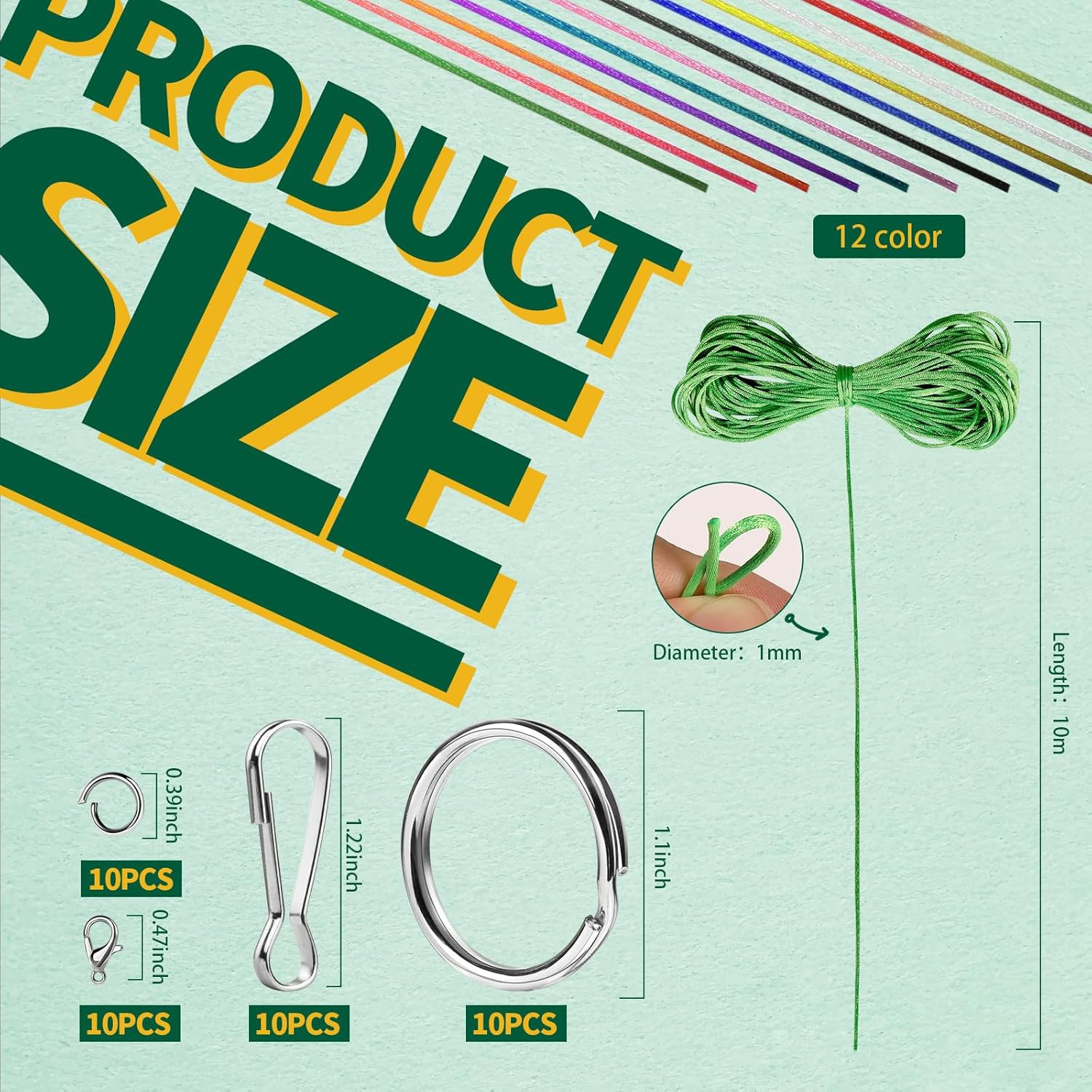 FDNDAMEI 12 Colors Nylon String for Bracelets, Waxed String for Bracelet