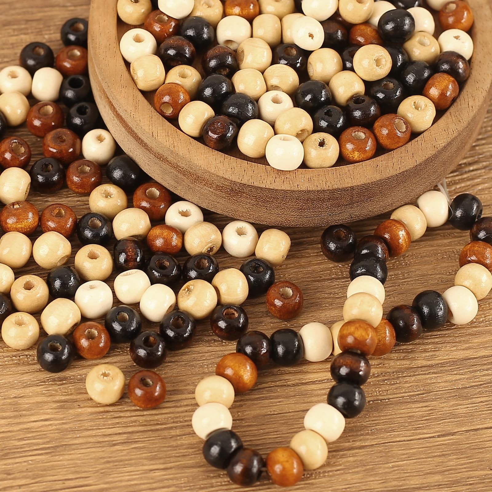 1000Pcs Natural Colors Wooden Beads Vintage Round Natural Brown Wooden Beads …