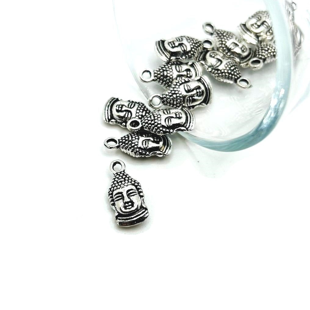 Silver Happy Buddha Head Charms, 16x8mm – US Seller
