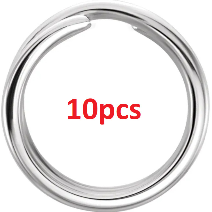 (10) 5mm OD 14k Round White Gold Round Split Ring Keychain Charm 4.9mm RHODIUM