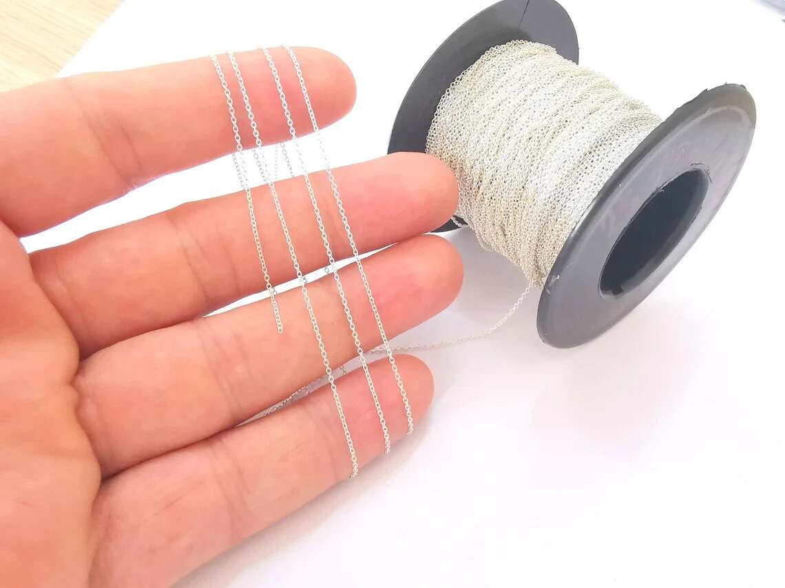 1 mt (3.3ft) Sterling Silver Soldered Cable Chain, 925 Silver (1mm) G30036