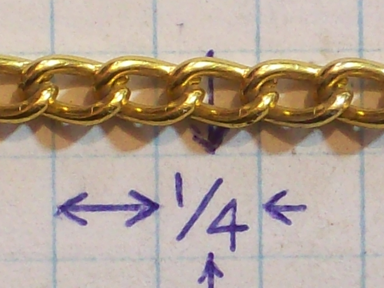 CHAIN W ONLY ALUMINUM GOLDISH PLATE LARGE FIGURE 8 LOOP ON 1 END 3 INCHES LONG *