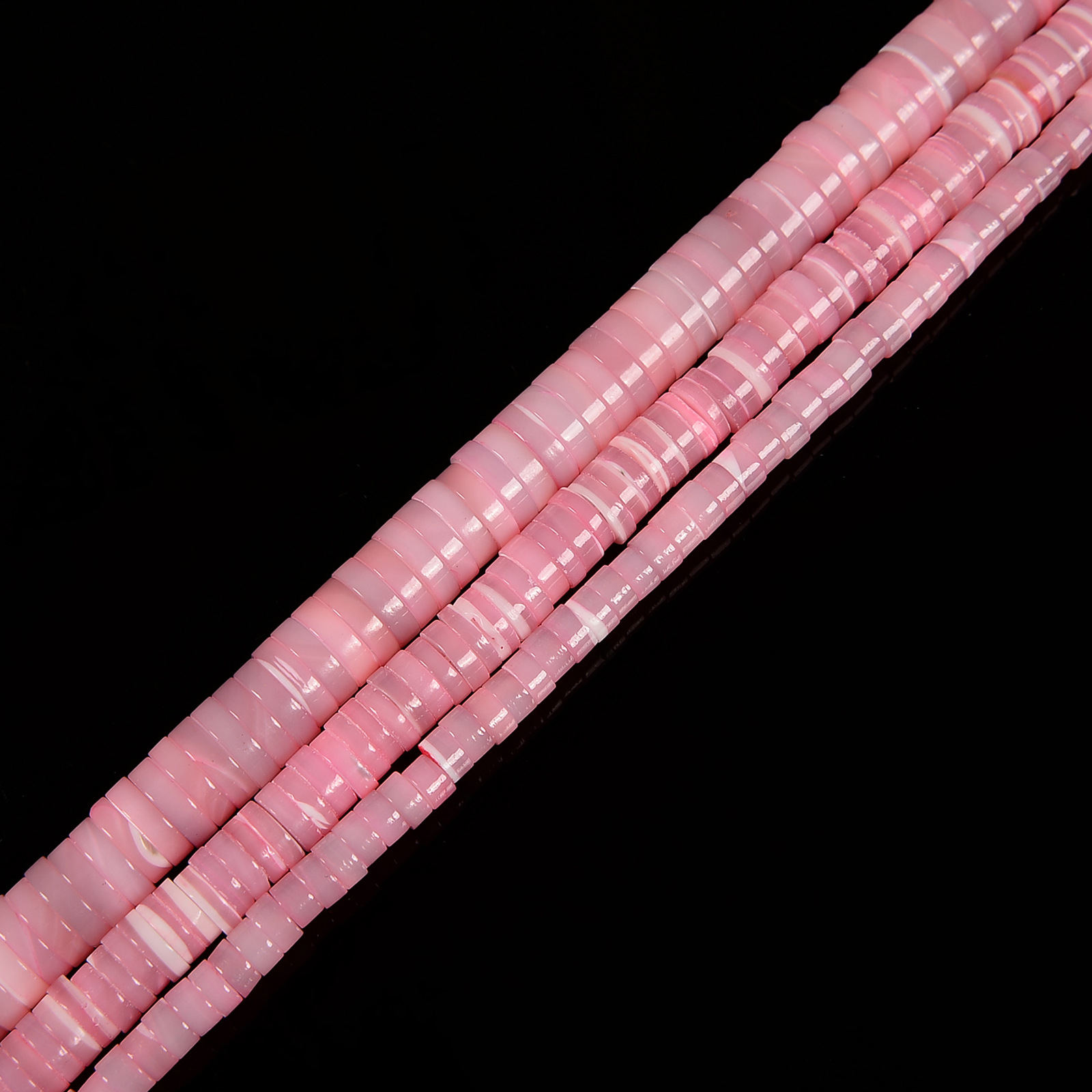 Pink Mother of Pearl MOP Shell Heishi Disc Beads 2x4mm 2x6mm 2x8mm 15.5″ Strand