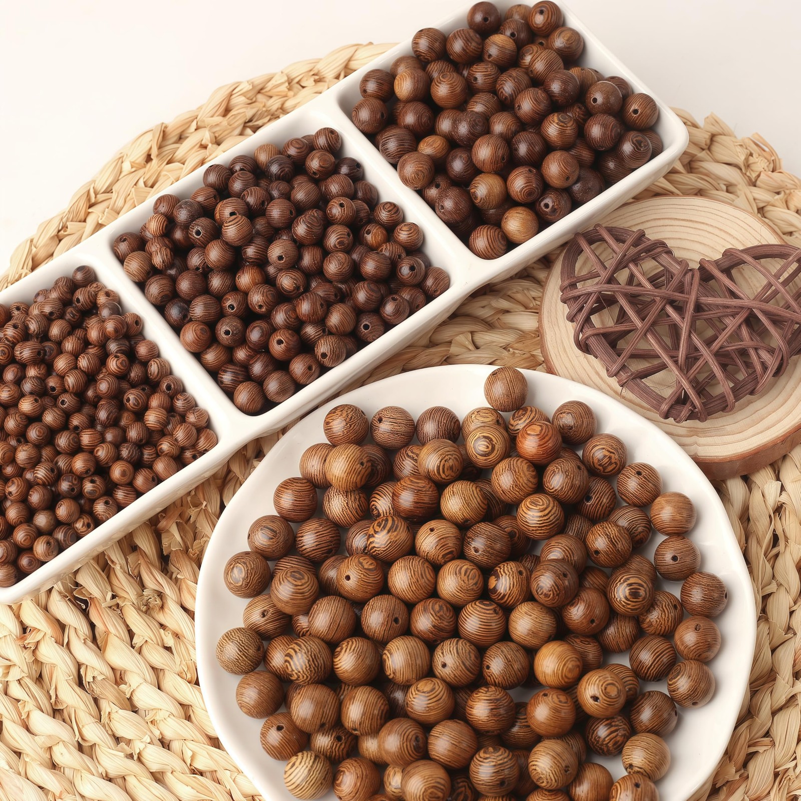 DAHI 150PCS 12mm Dark Brown Wooden Beads Undyed Natural Small, 12mm/150pcs
