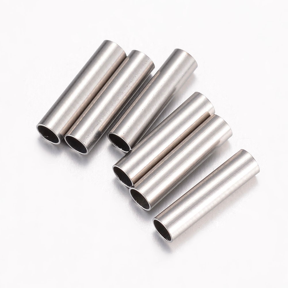50x 304 Stainless Steel Tube Beads Craft Stainless Steel Color 10×2.5mm Hole 2mm