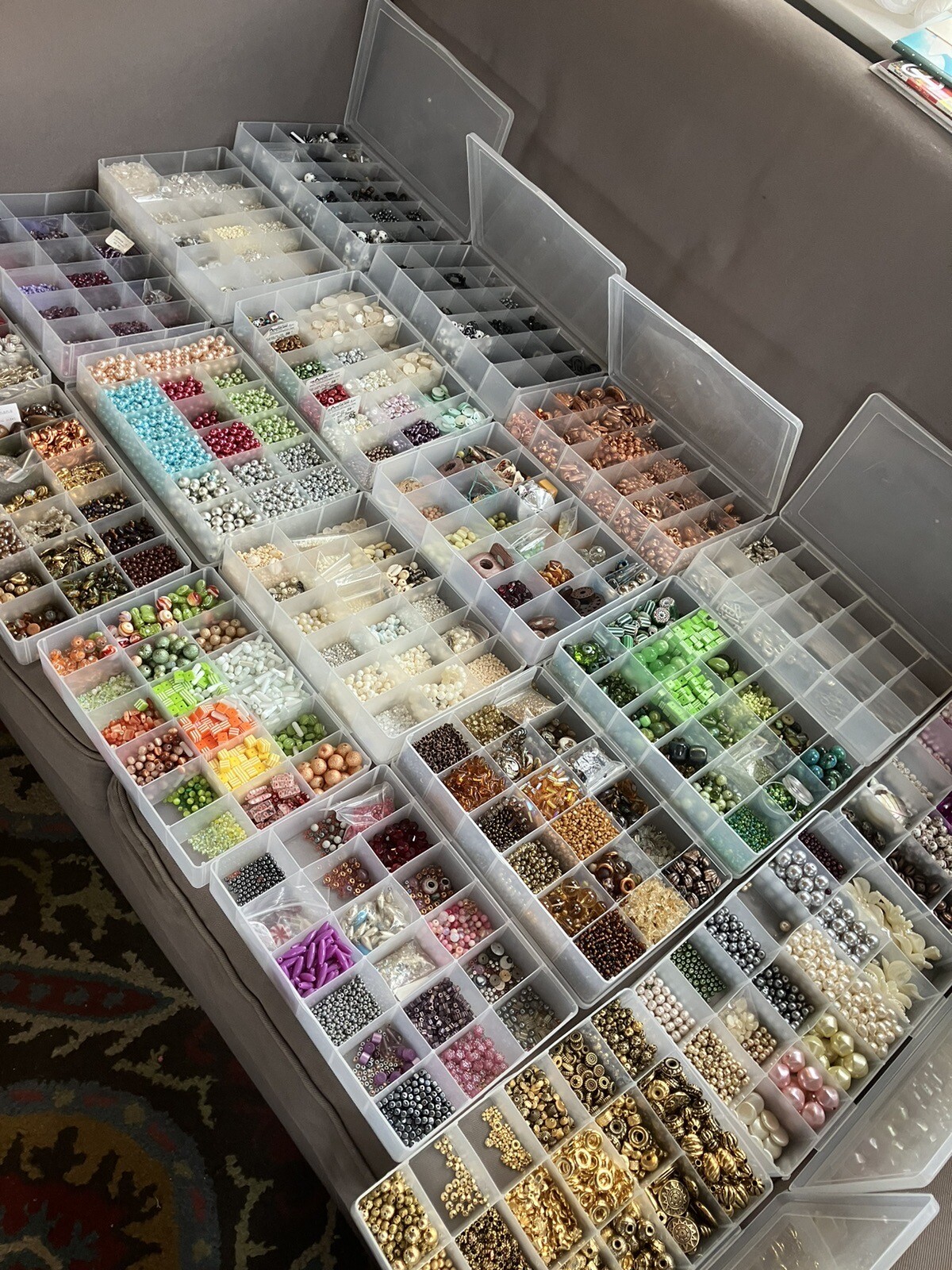 38 Cases Beads, VINTAGE BEADS Jewelry Making Wholesale Old Store Inventory PLUS