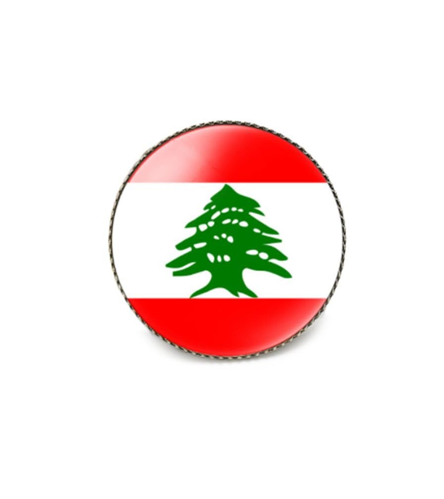 Lebanon Single Pin Brooch Badge United States USA America and Lebanon Cross Frie