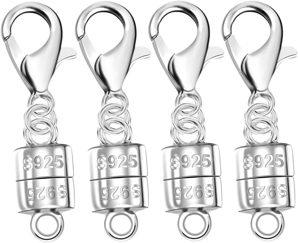 925 Sterling Silver Magnetic Necklace Clasps，Magnetic Necklace Clasps and Extend