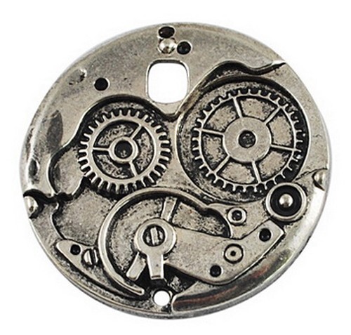 Steampunk Gear Pendant Large Focal Piece Antiqued Silver Jewelry Making 38mm