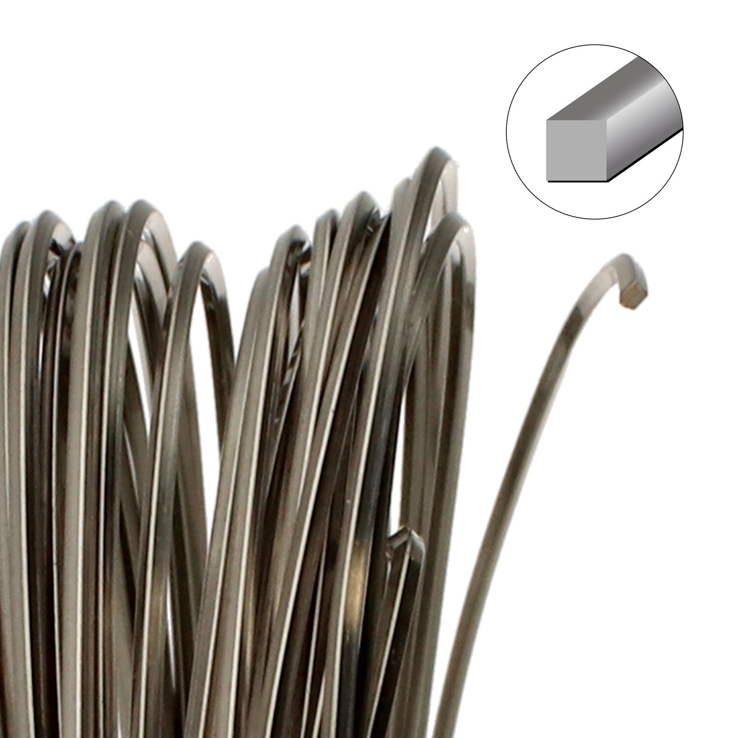 4 Yards Non Tarnish Titanium 21 Gauge SQUARE Wrapping Wire