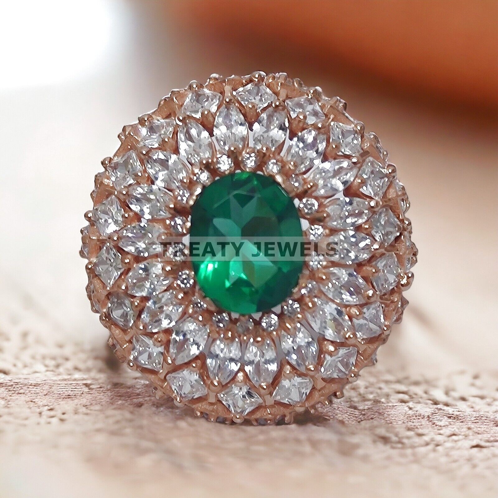 Emerald Oval Cut With 14k Yellow Gold Ring For Men’s #595 #