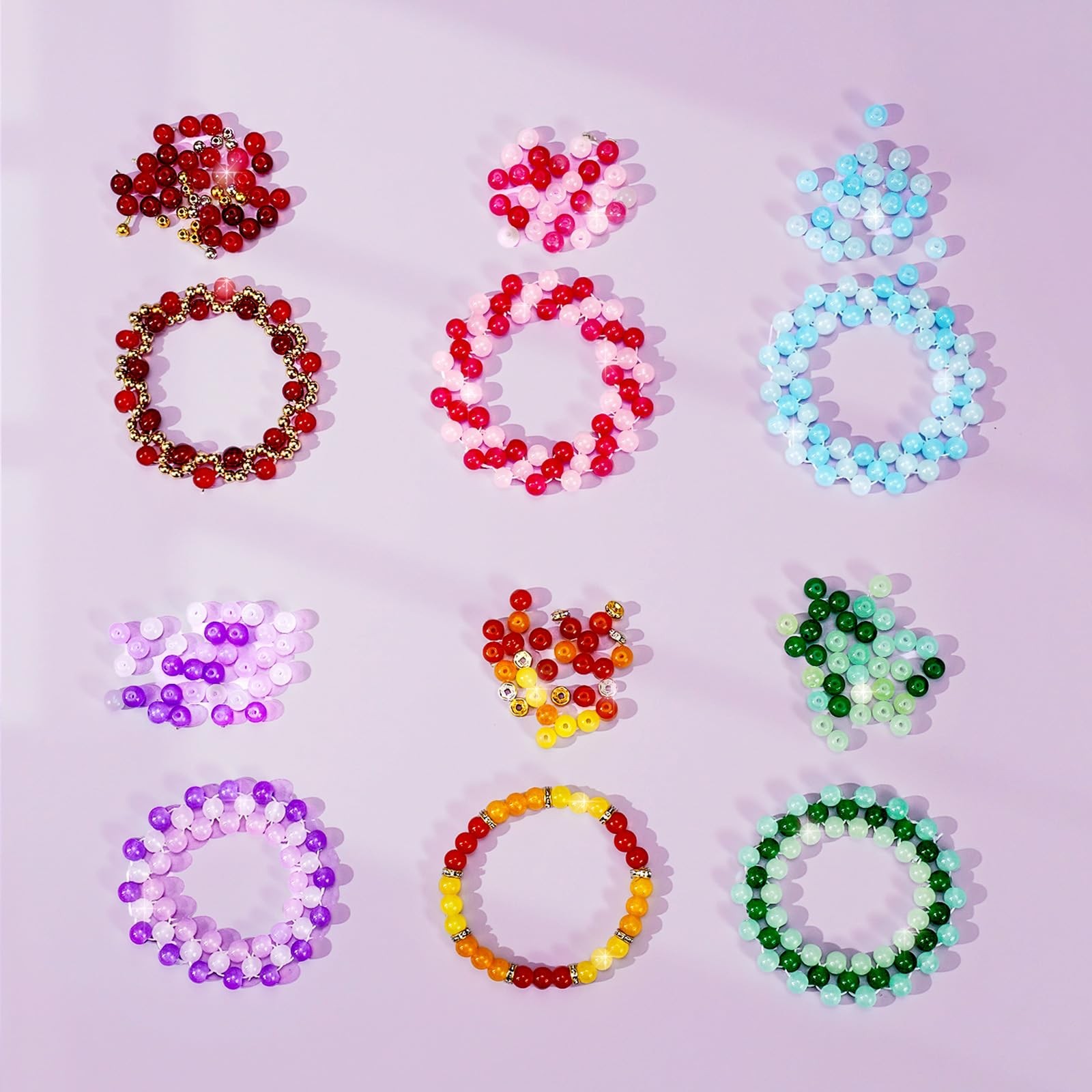 Sunlode Glass Beads for Bracelets 1400pcs Bracelet Making Kit 6mm, 24 Solids