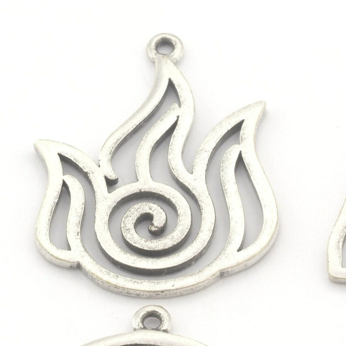 Air, Earth, Fire, Water Element Symbol Pendant Charms Antique Silver Brass 1.5mm
