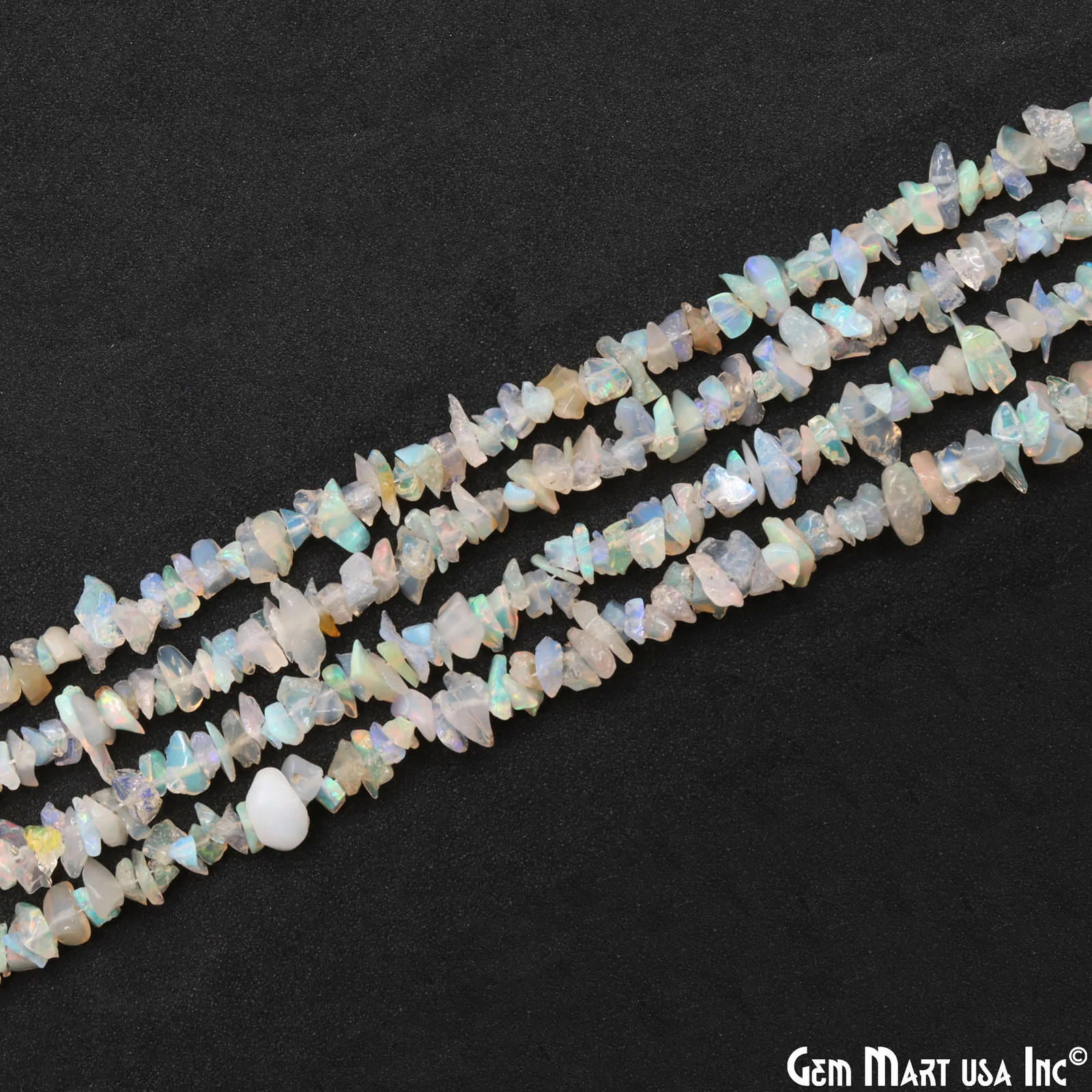 Ethiopian Opal Gemstone Chip Beads, 100% Natural Gems, Polished, 3-7mm, 34 Inch