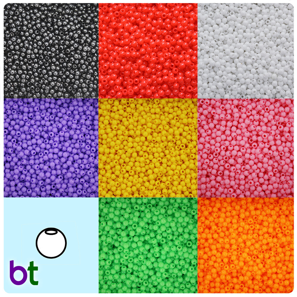 BeadTin Opaque 4mm Round Plastic Beads (1000pcs) – Color choice